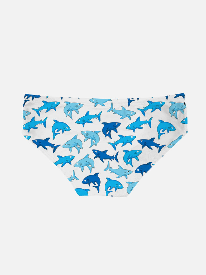 Boy Swim Briefs With Light Blue Sharks Print __single__ Brief / Slip