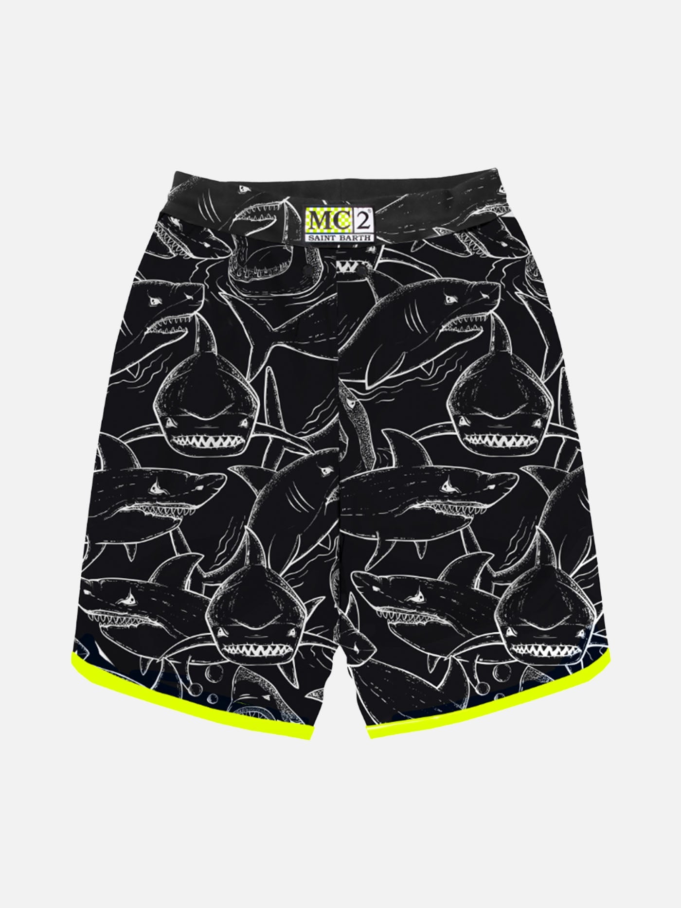 Boy Swim Shorts With Shark Print Black Swimshort