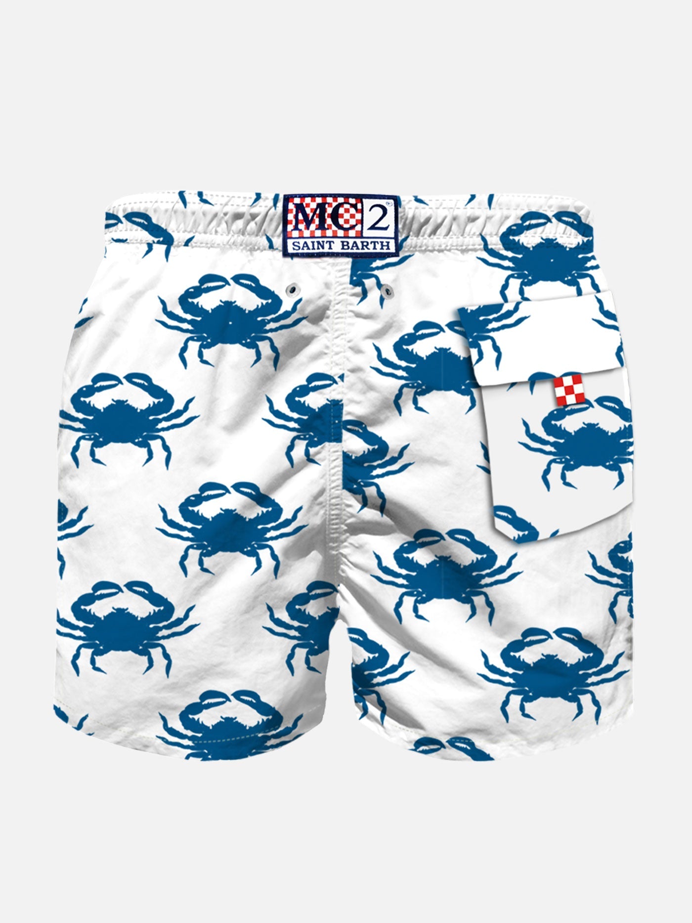 Boy Swim Shorts With Velvet Crabs White Swimshort