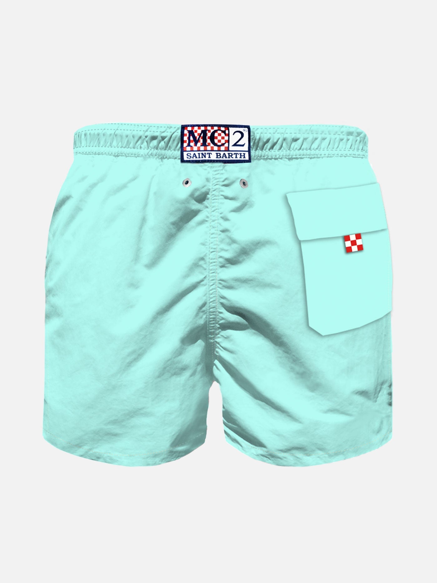 Boy Swim Shorts With Faccio Un Mare Di Guai! Embroidery Green Swimshort
