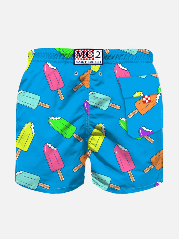 Boy Classic Swim Shorts With Ice Cream Print __single__ Swimshort