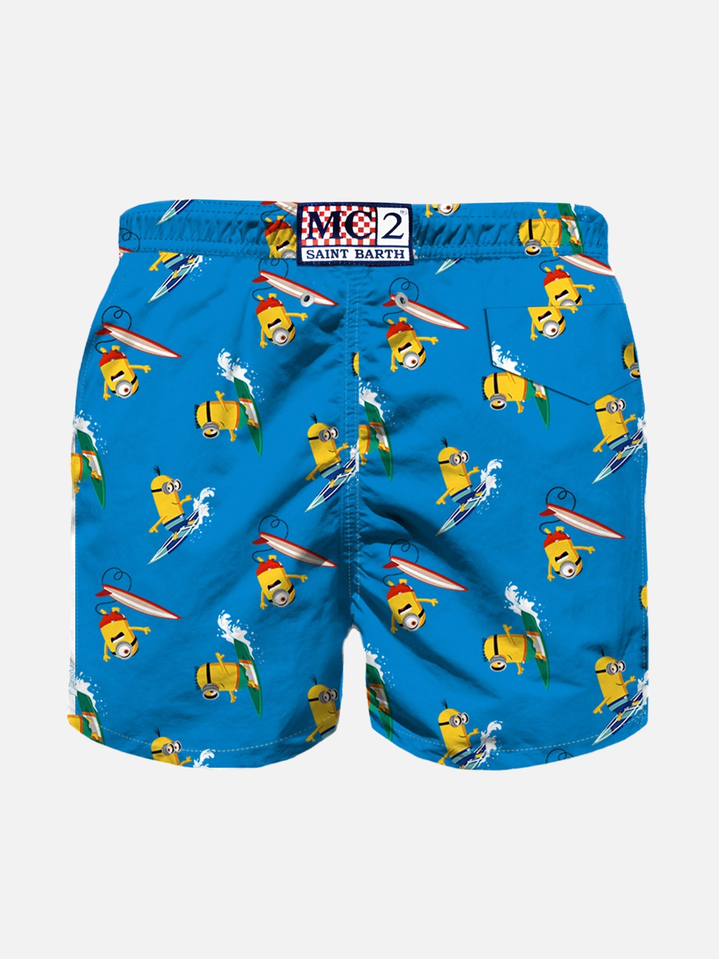 Boy Swim Shorts With Surfer Minions | Special Edition Blue Swimshort