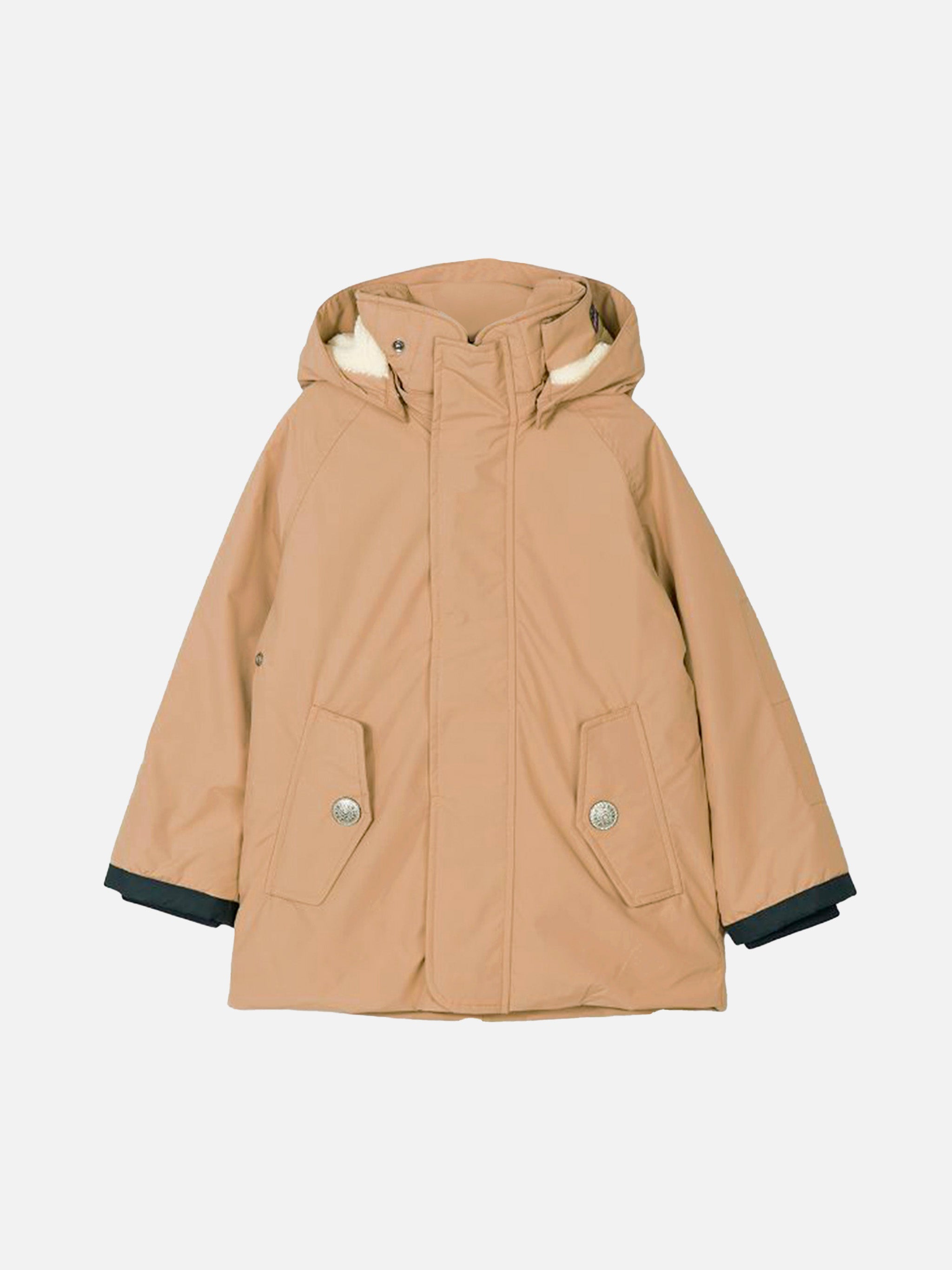 Boy Hooded Beige Parka Jacket Voyager Jr Brown