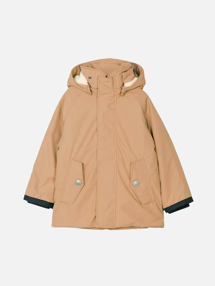 Boy Hooded Beige Parka Jacket Voyager Jr Brown