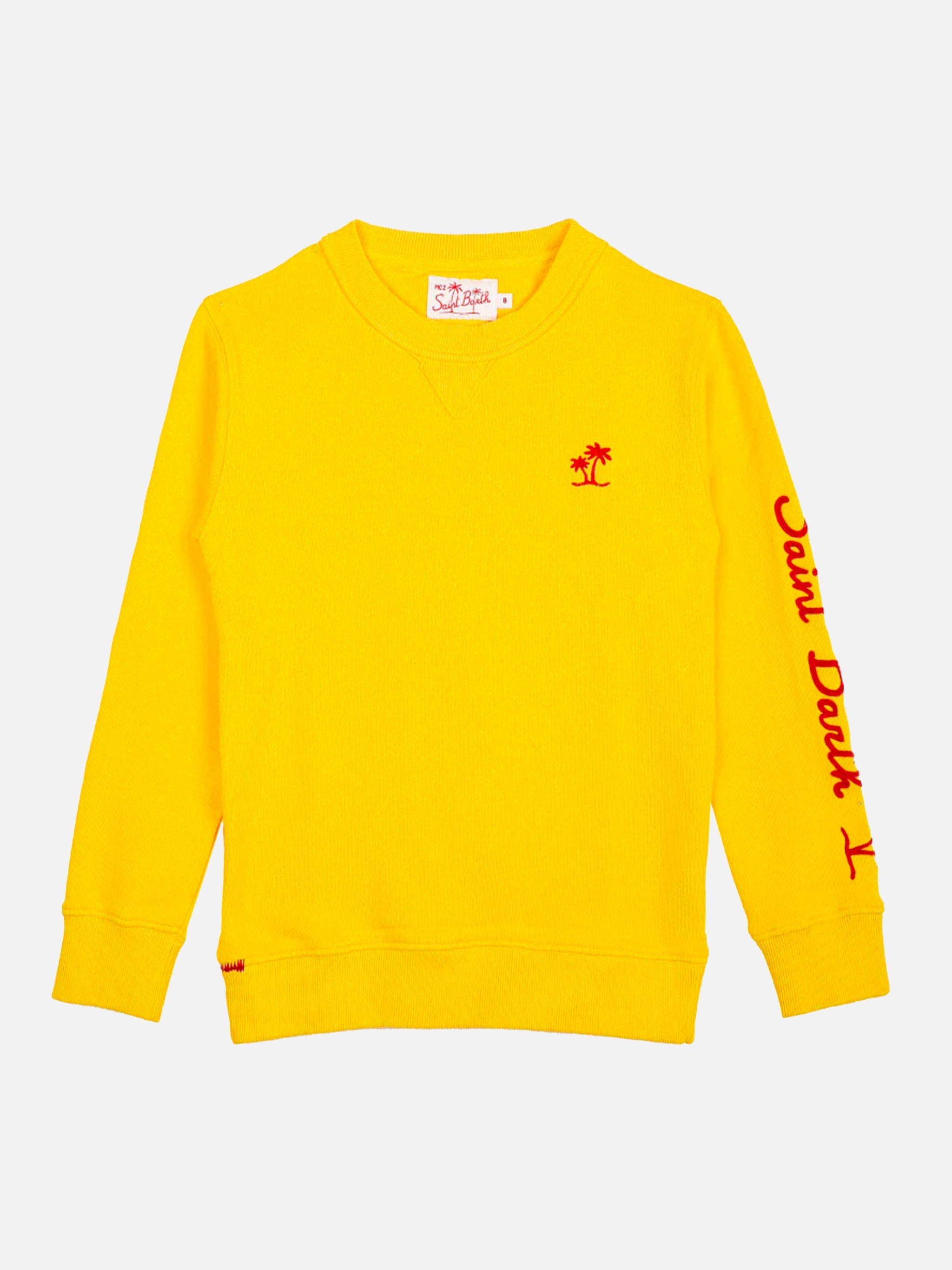 Kid Yellow Cotton Sweatshirt With Embroidery