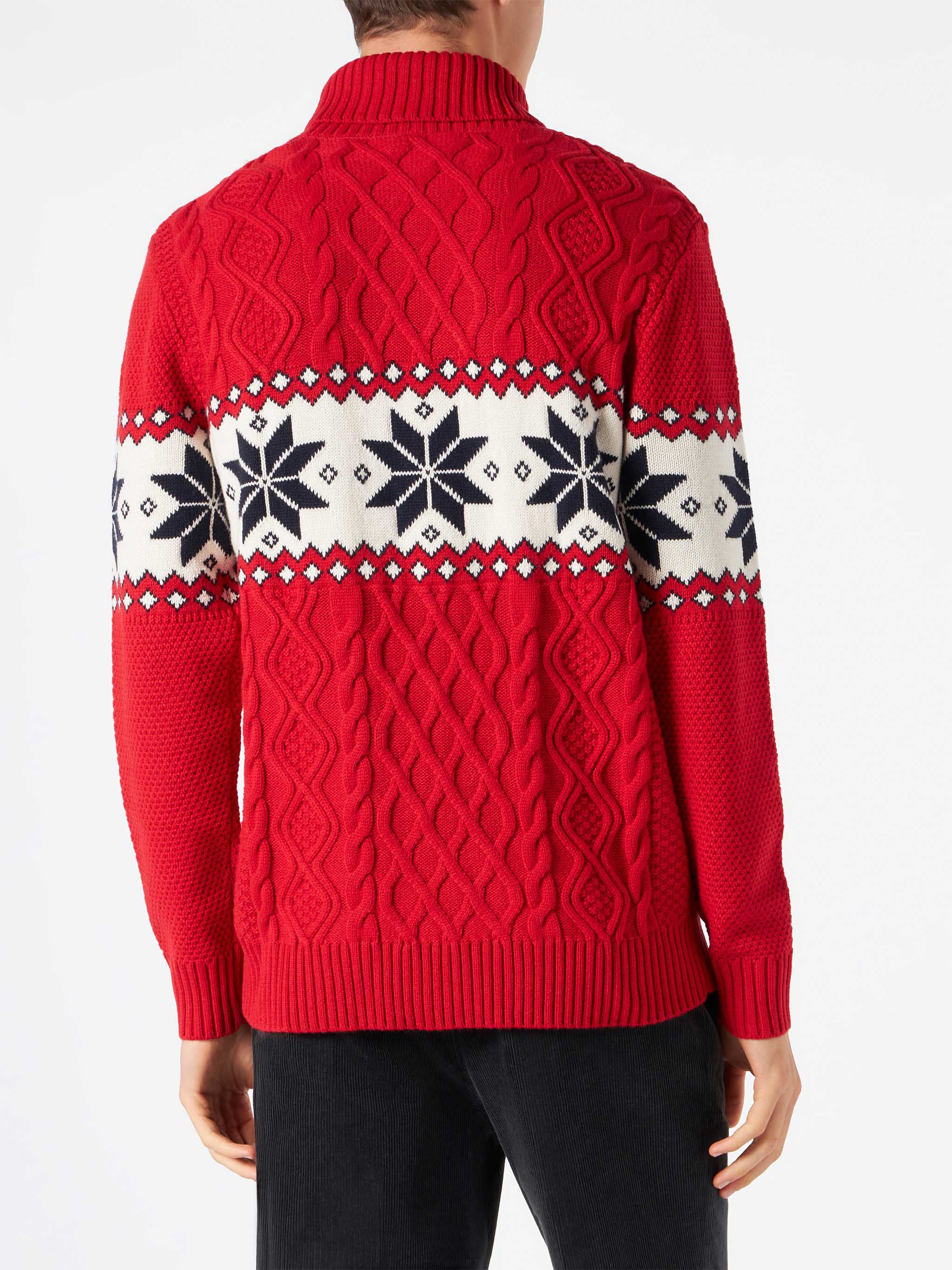 Half-Turtleneck Sweater With Cortina Lettering Red
