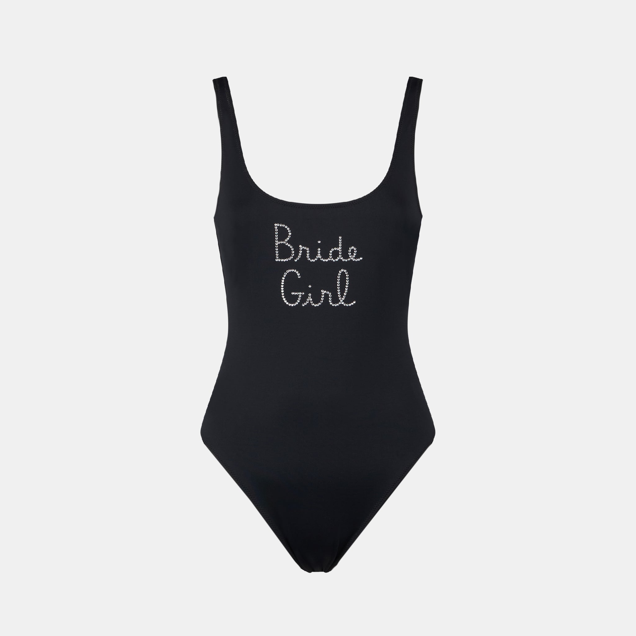 Lora Black One-Piece Swimsuit With Bride Girl Rhinestone Embroidery One Piece