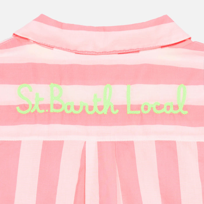 Striped Mini Brigitte Shirt With St. Barth Local Embroidery Pink