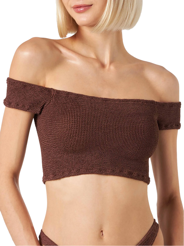 Brown Zena Crinkle Bikini Top