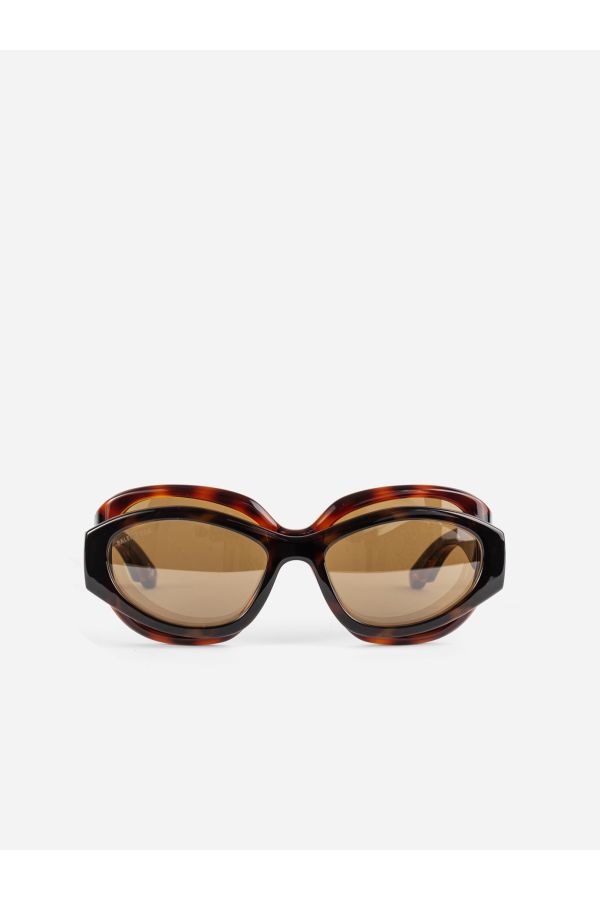 Balenciaga 837798T0007 Tortoiseshell acetate frame with lacquered black acetate; amber-tinted lenses sunglasses in brown