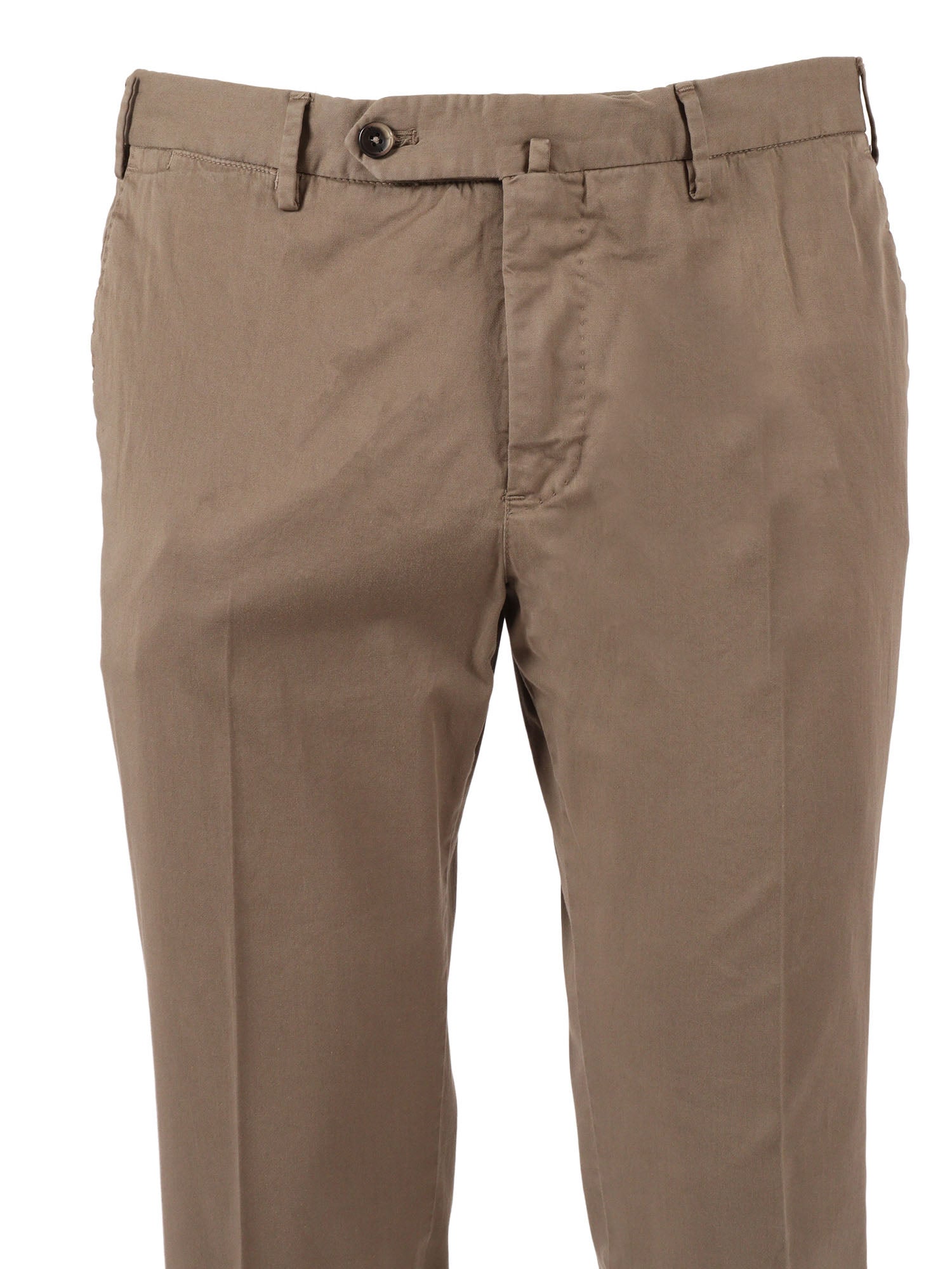 SLIM, Flat Front, Diagonal Pockets, Unfinished B. Tortora Cotton Elastane Pant