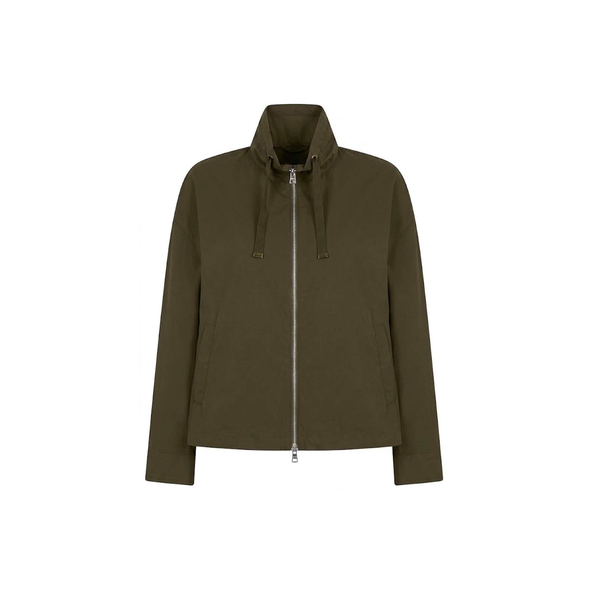 Herno Drawstring High-Neck Jacket Green Elastane Polyamide