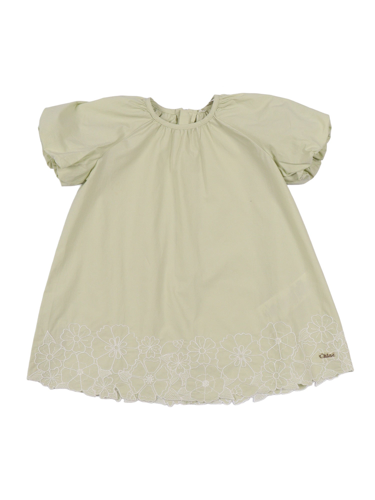 SHORT SLEEVE DRESS Green Cotton Fabric 2