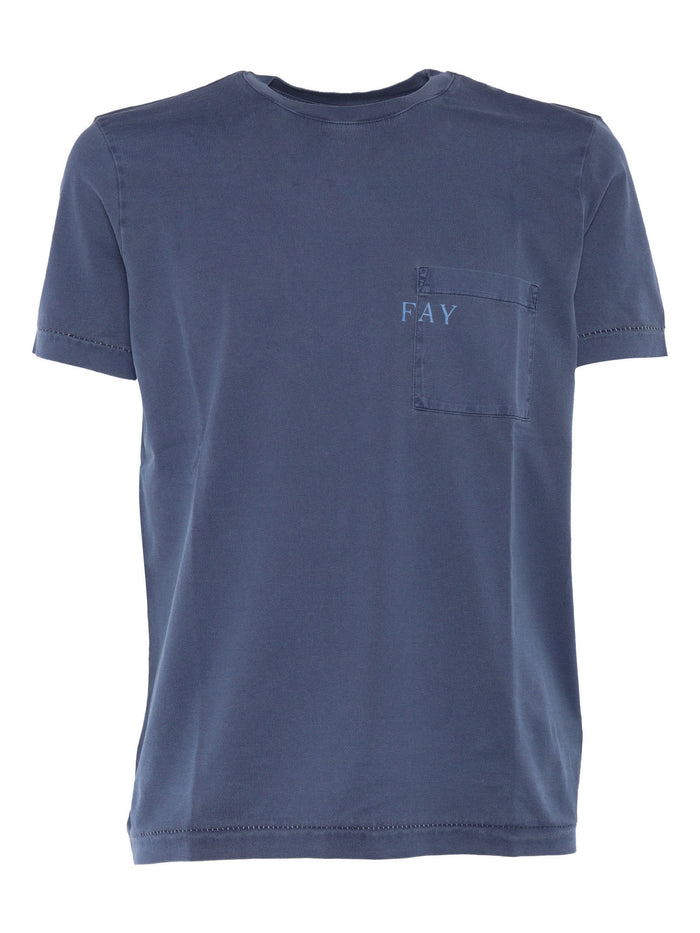 FAY JERSEY FROSTED T-SHIRT Blue Cotton Short Sleeves