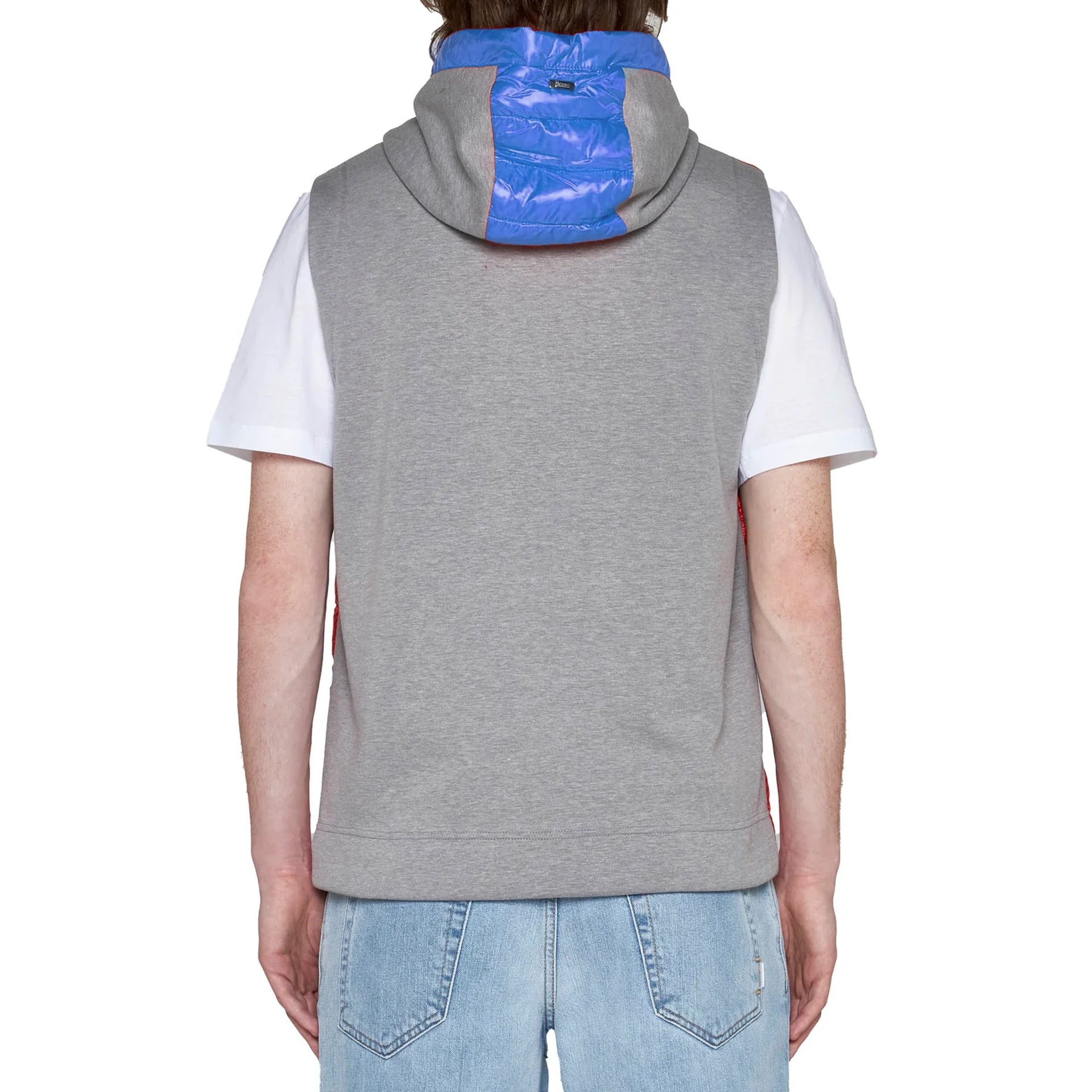 Herno Hooded Padded Zip-Up Vest Jacket Blue Polyamide