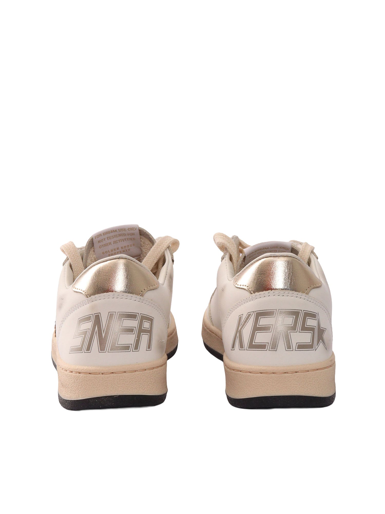 BALL STAR LEATHER UPPER TOE TONGUE AND SPUR HORSY LAMINATED HEEL White Kid Sneaker