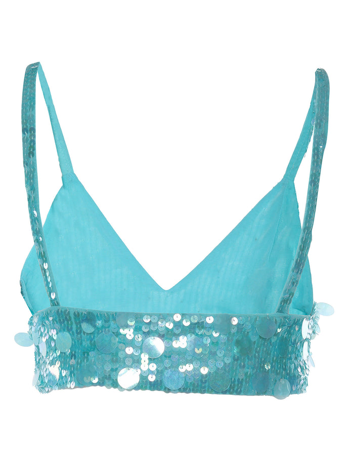 Sequined top Green Polyamide Elastan