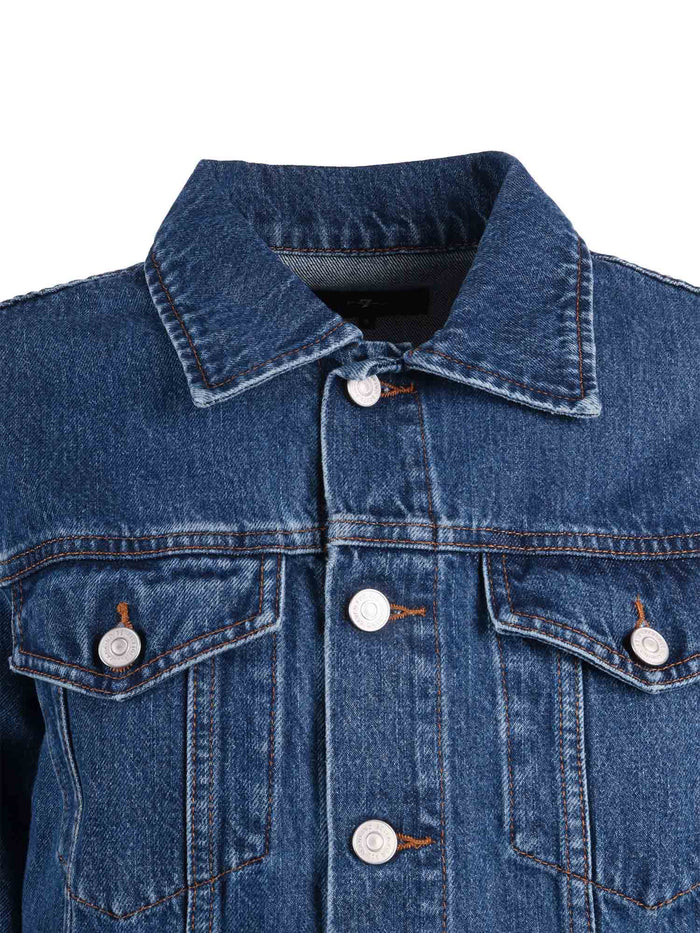 Double Layer Trucker Blue Cotton Giubbino Denim