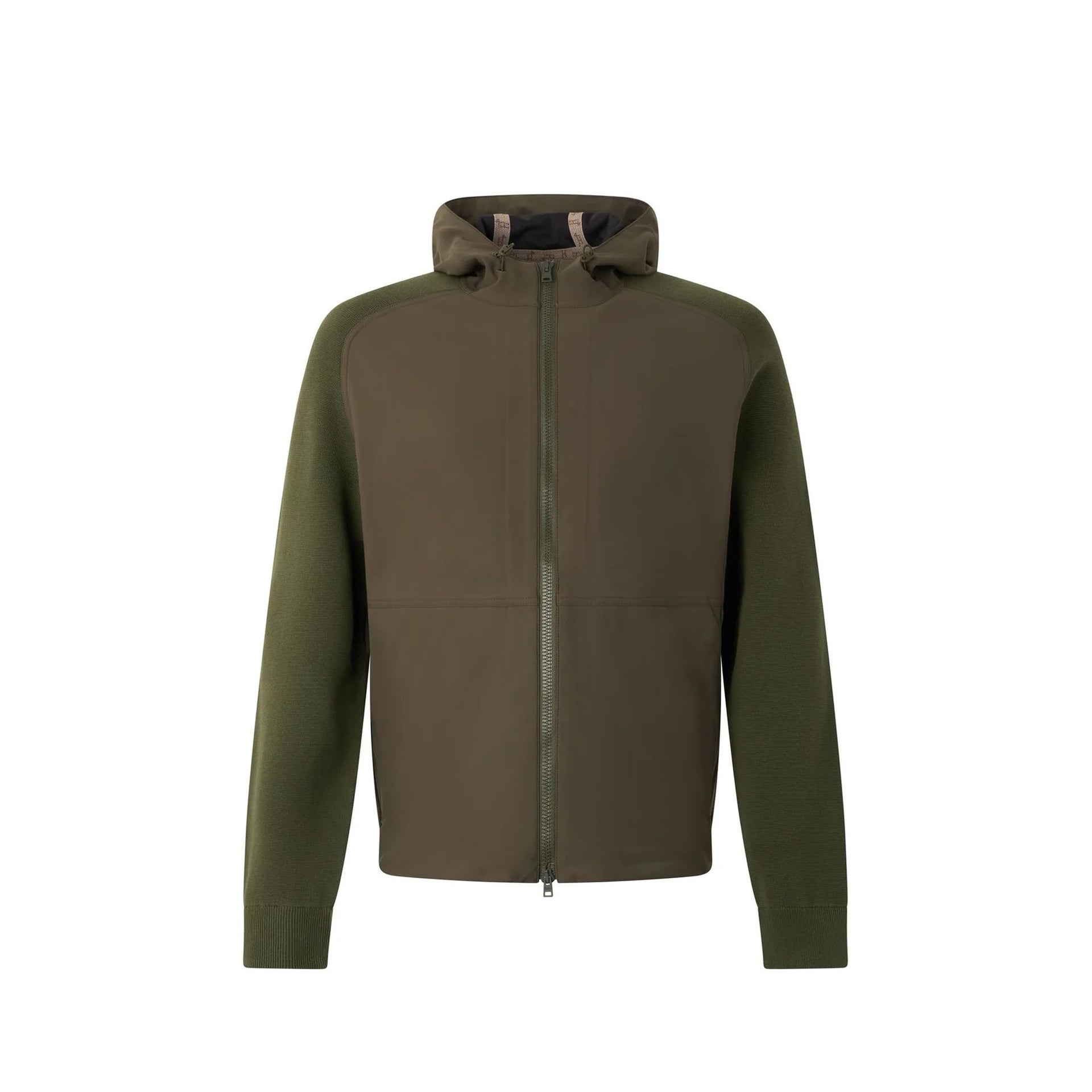 Herno Panelled Hooded Jacket Green Cotton