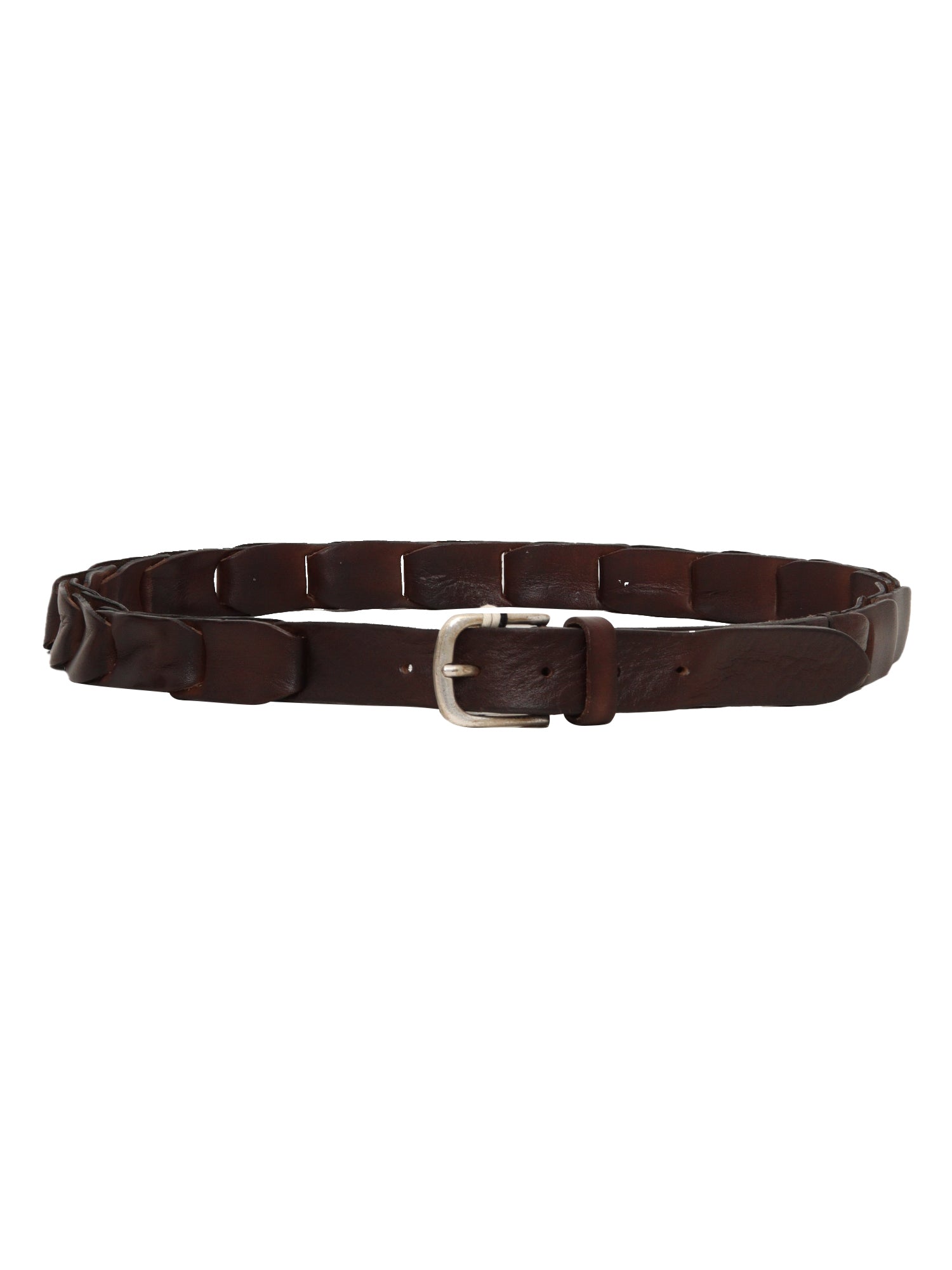 Calfskin Belt Dark Brown With Silver Colored Buckle Leather