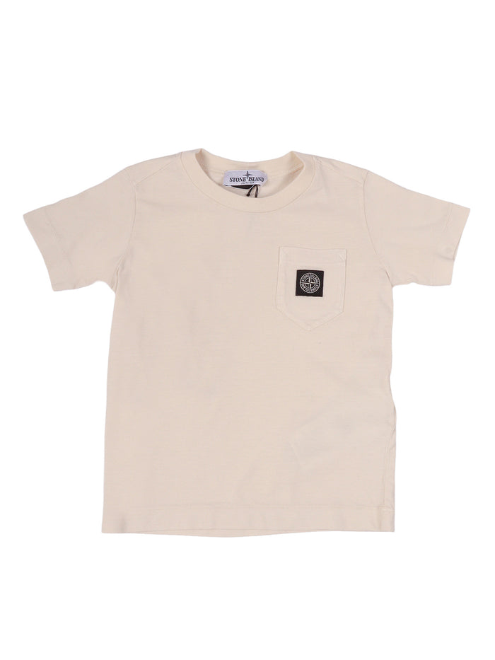 T-Shirt Beige Cotton Short Sleeves