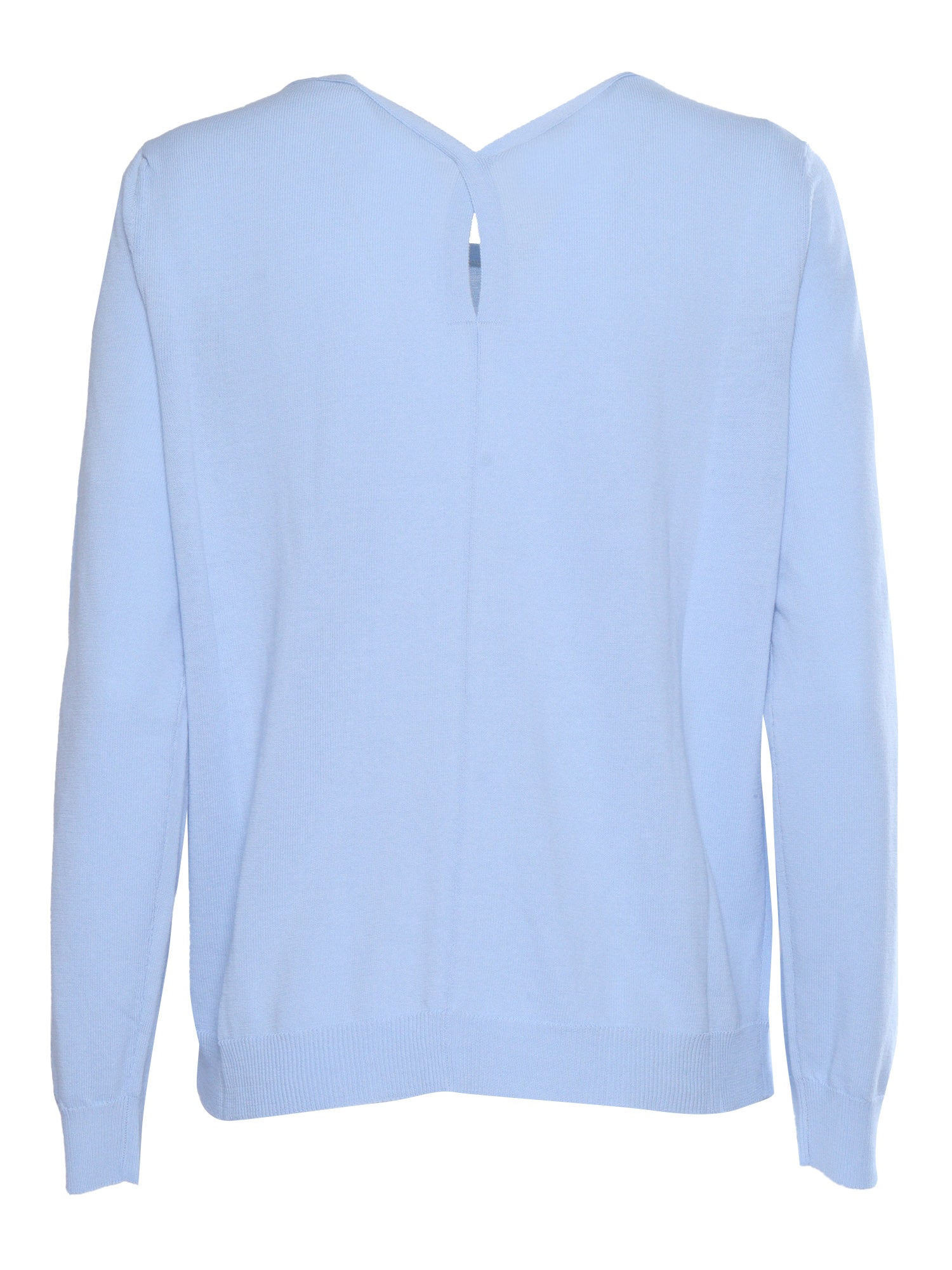 Light blue ribbed cotton sweater Crewneck