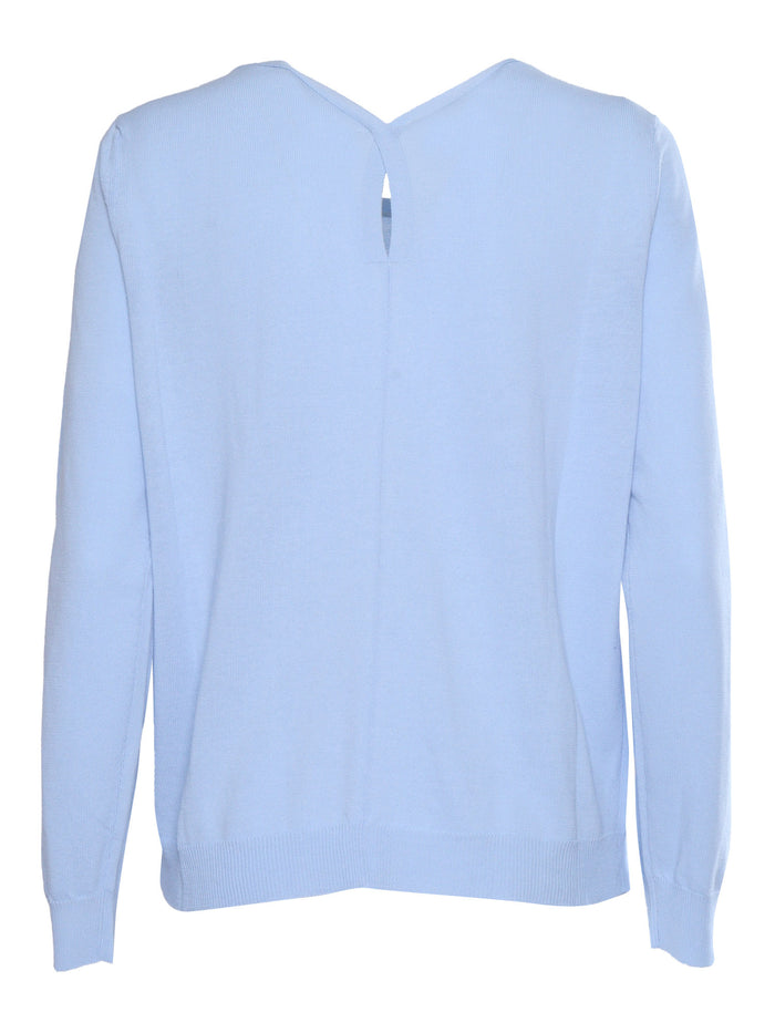 Light blue ribbed cotton sweater Crewneck