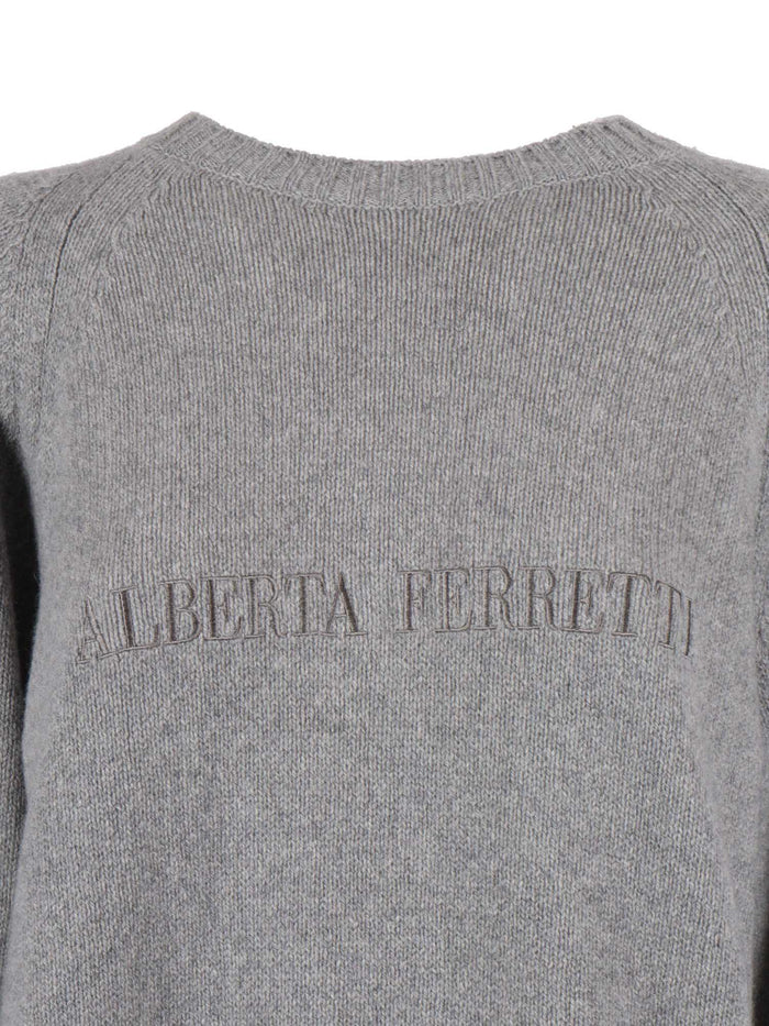 Sweater Grey Cashmere Wool Crewneck