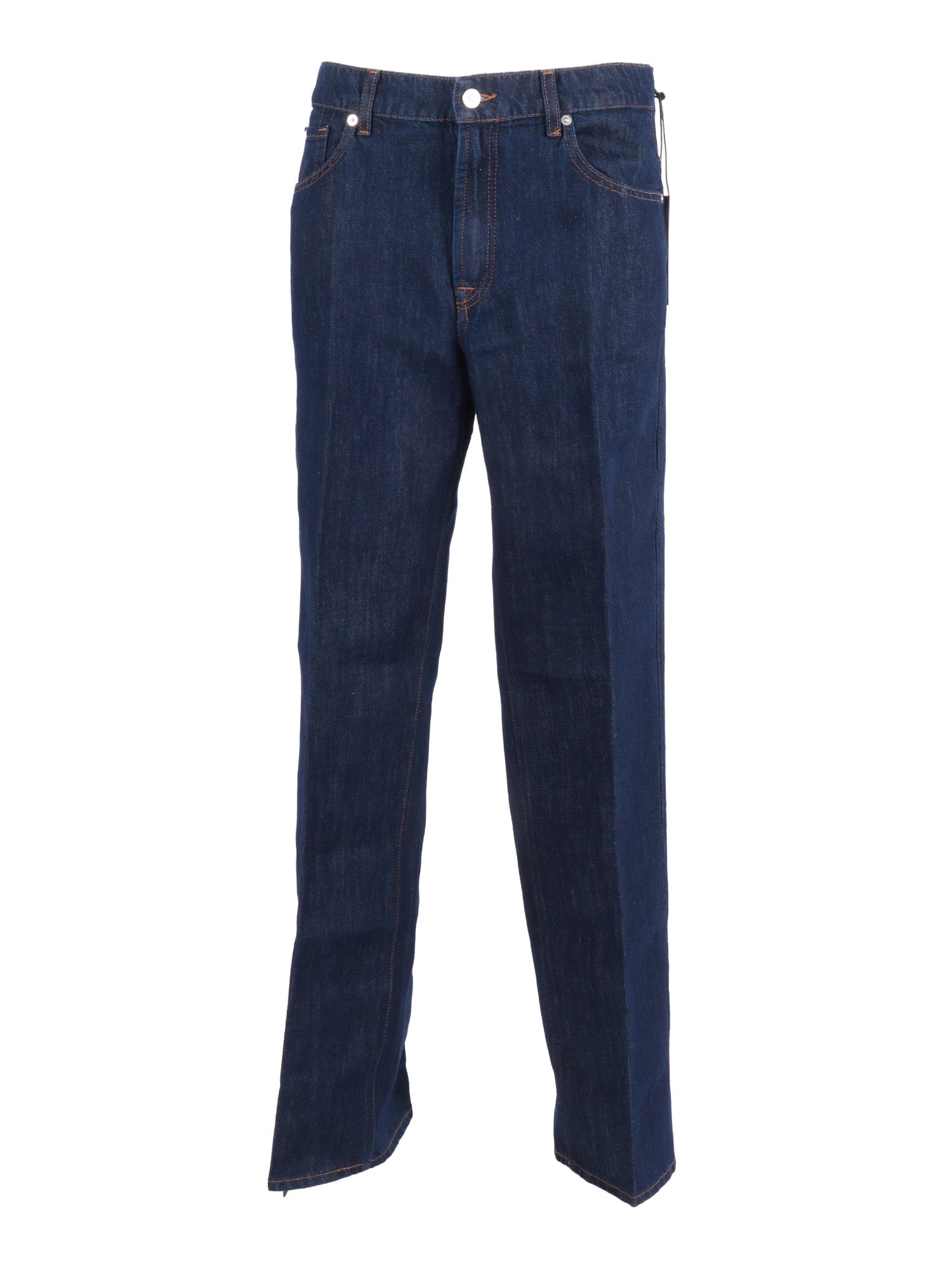 Stovepipe Straight Blue Cotton Linen Jean