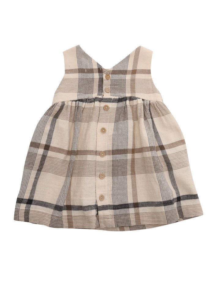 Sleeveless tartan dress Grey Cotton