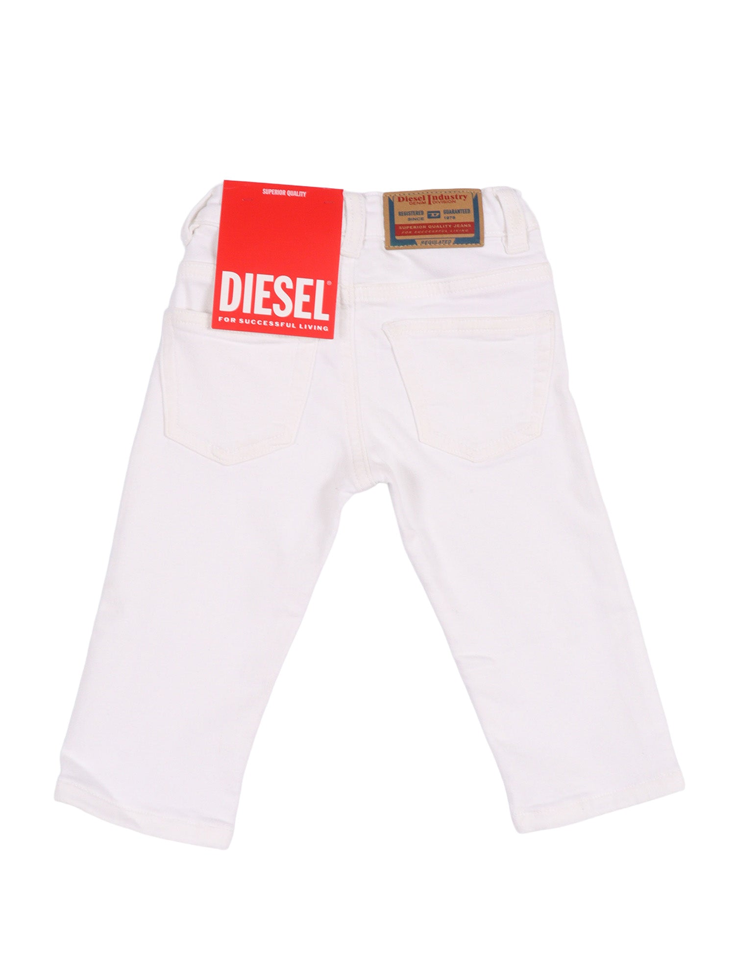 5 pockets White Cotton Elastane Jean