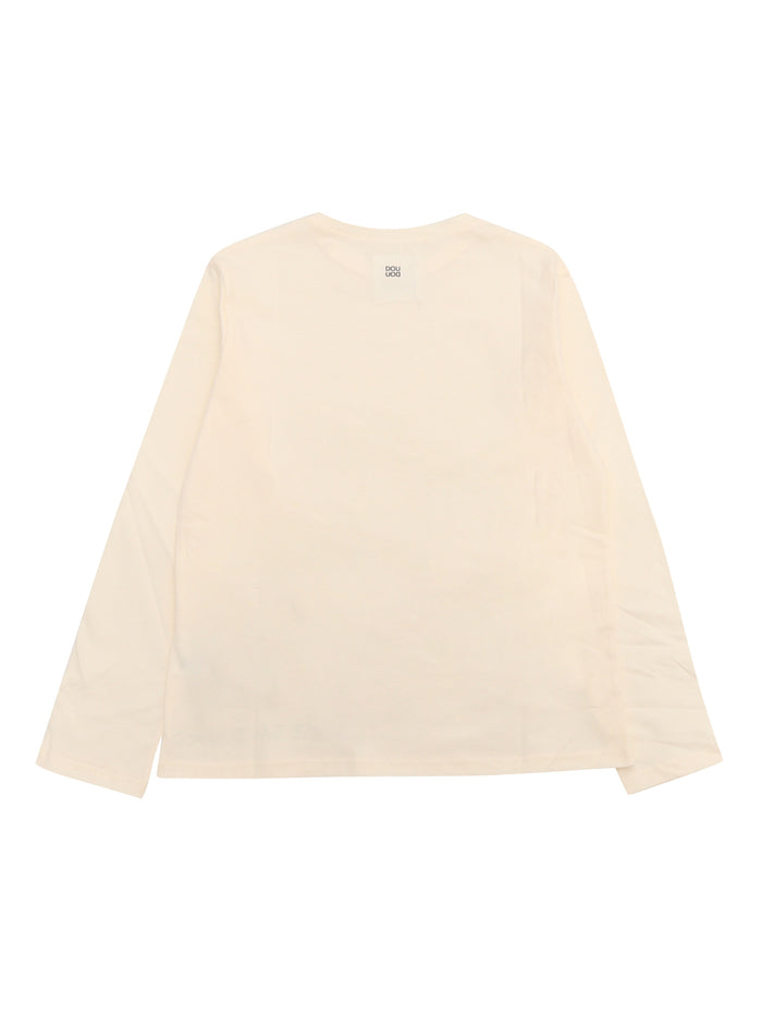 T-Shirt-Top Beige Cotton Long Sleeves T-shirt