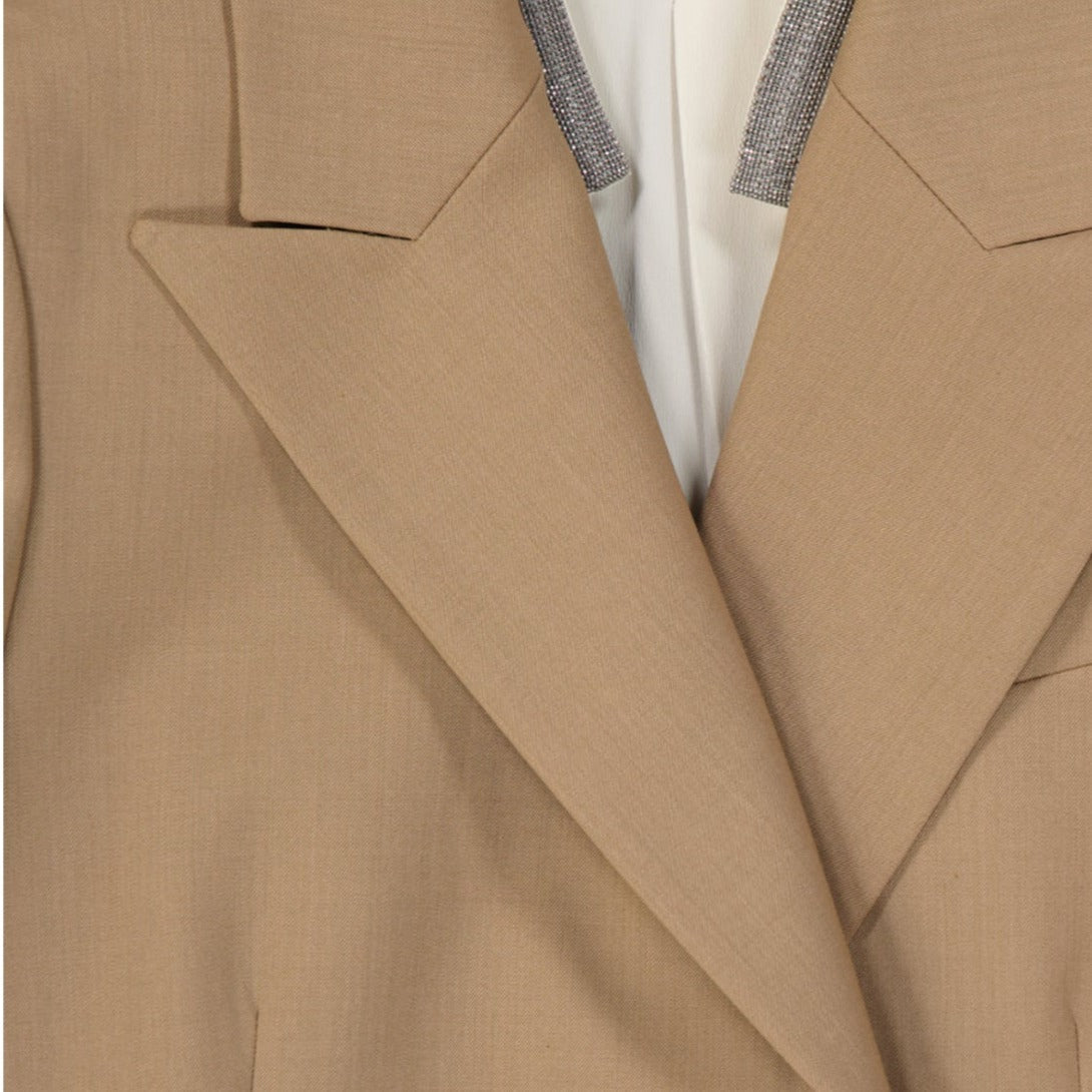 Wool Jacket Brown Polyamide Elastane