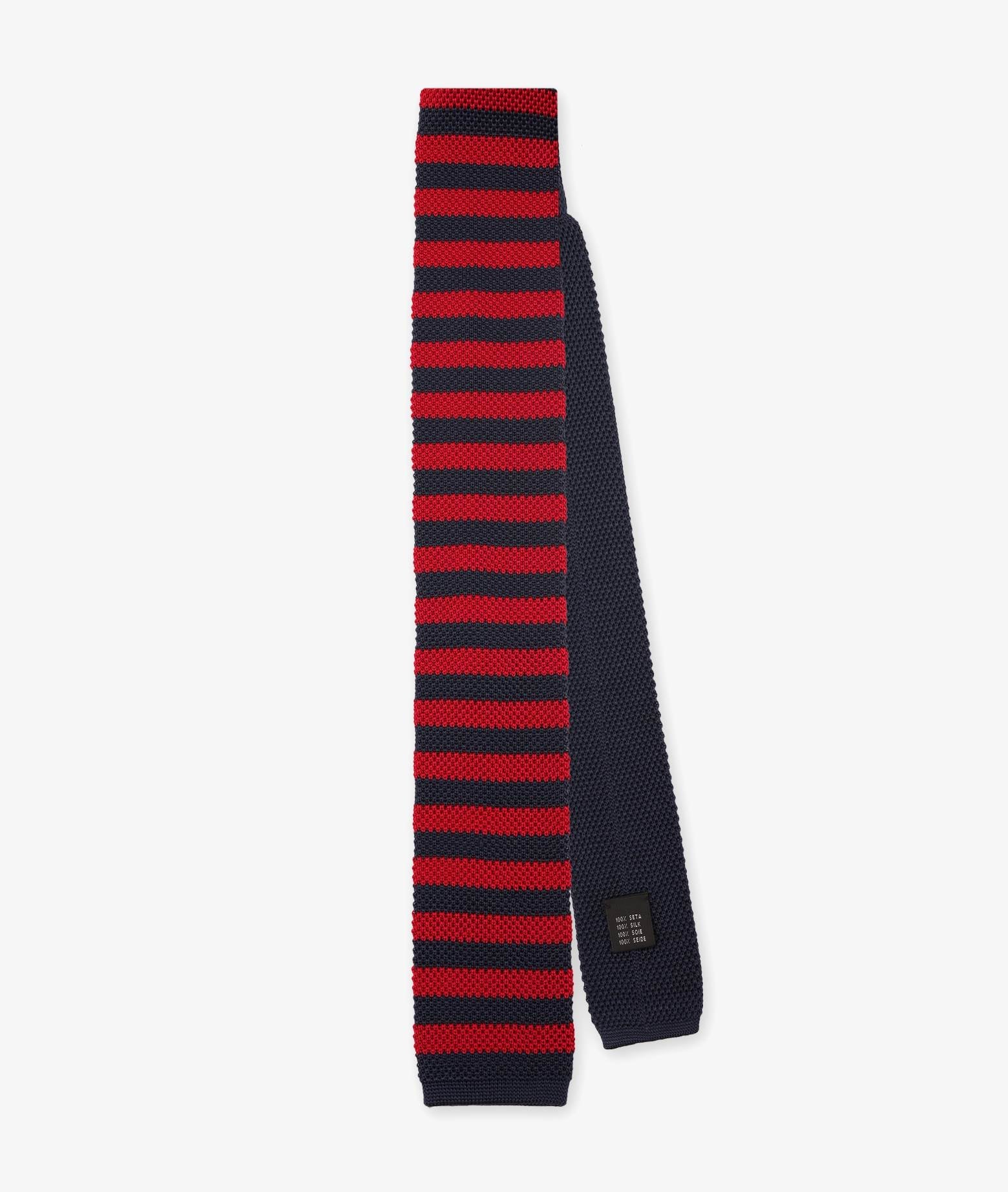 Bicolor Tricot Tie Navy Knitted