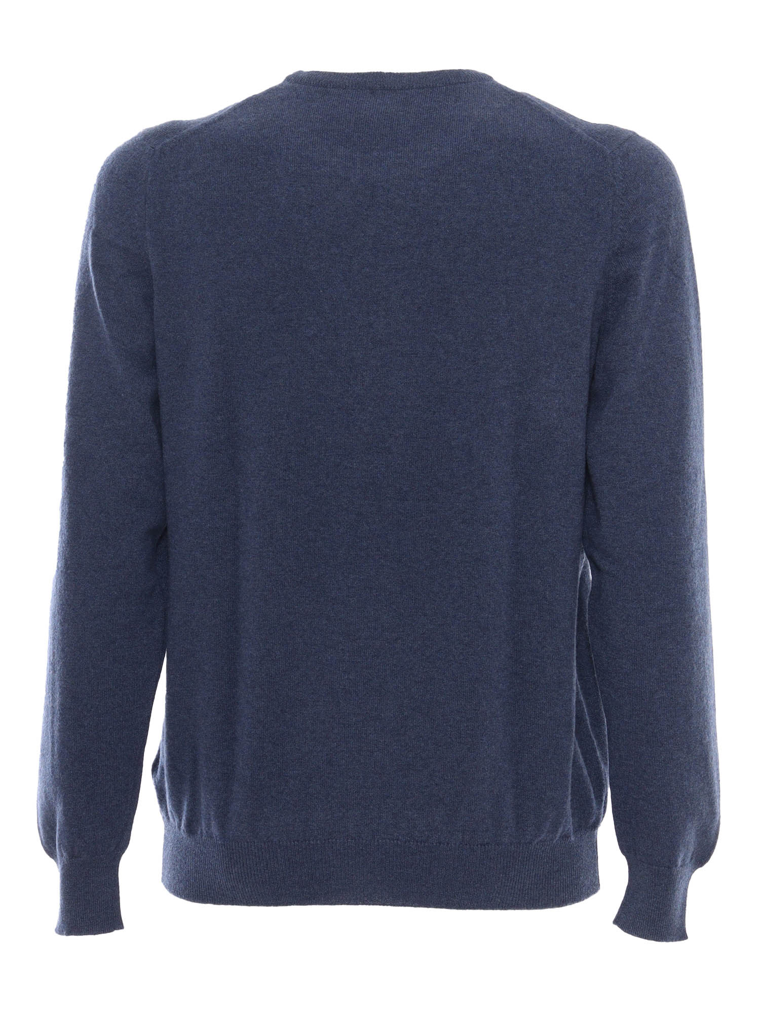 Crew-Neck L-S Knitted Sweater Man Blue Cashmere Crewneck
