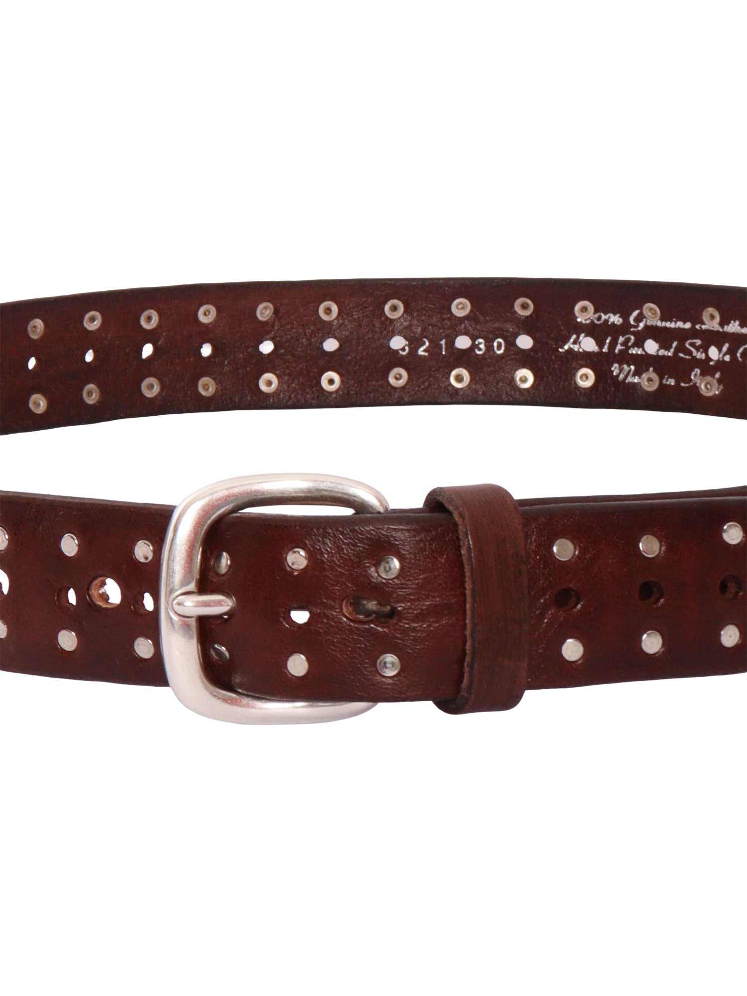 GARMENT DYED BELT WITH STUDS Brown Leather