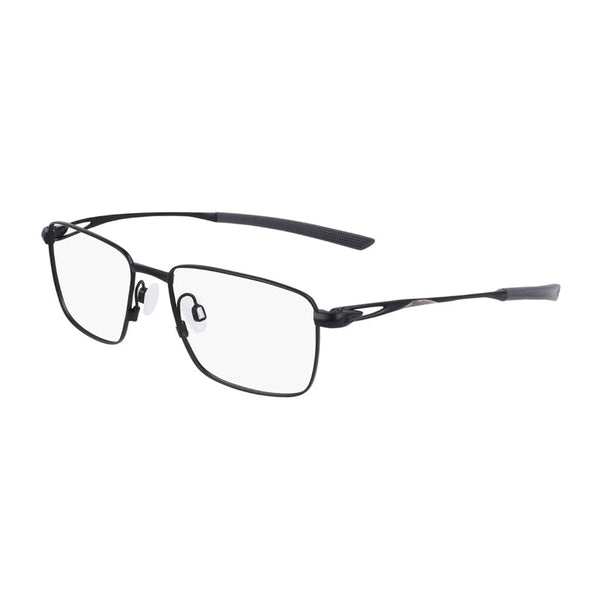 Nike Eyeglasses Rectangle Full Rim, Satin Black Frame And Clear Demo Lenses Lens Nike6046001 Sunglasses