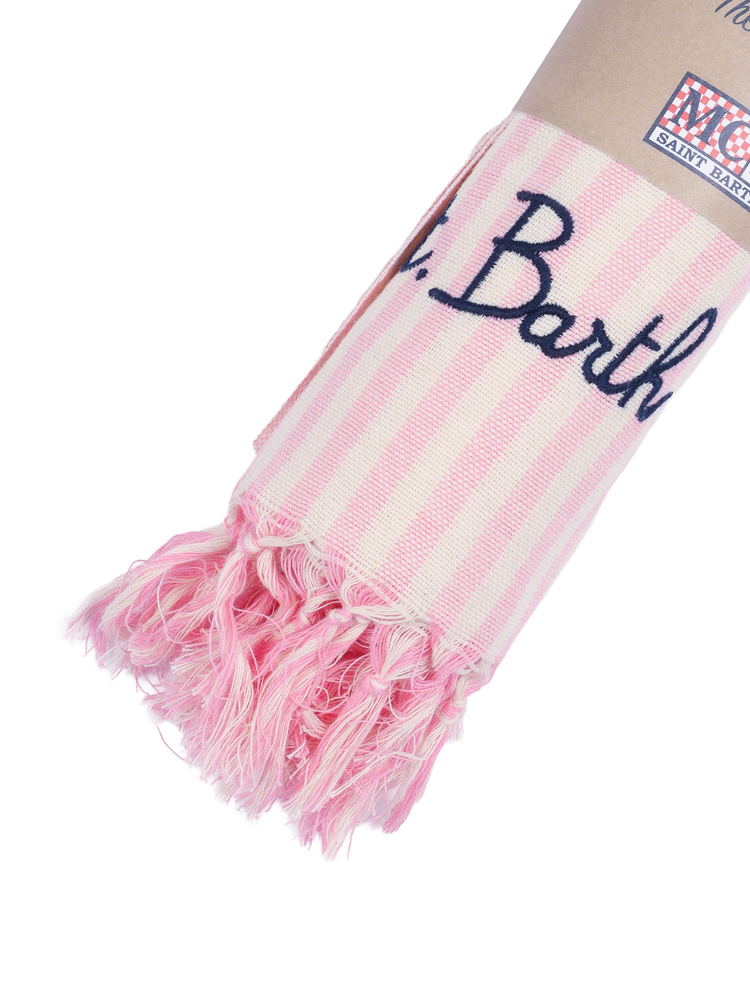 Foutas Light N-Stripes S V 21 Emb Pink Cotton Telo Mare