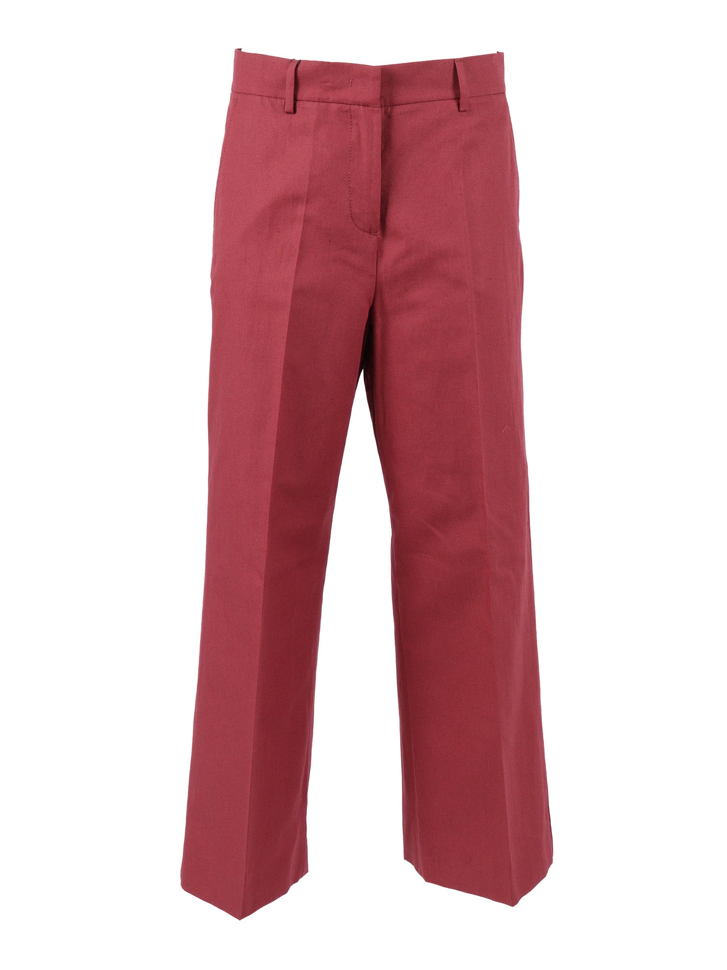 TROUSERS Red Cotton Linen Pant
