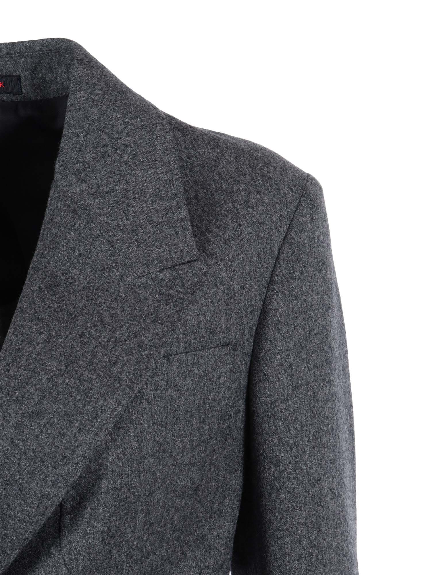 Womens Double-Breasted Jacket Grey Virgin Wool Double Breasted