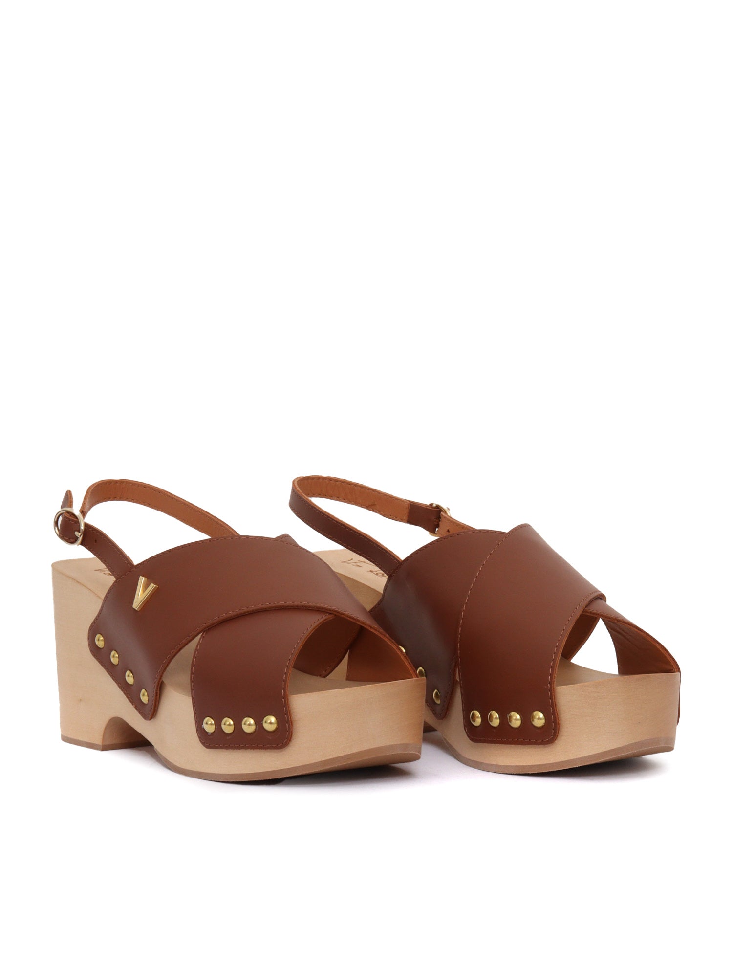 Wooden heeled sandals Brown