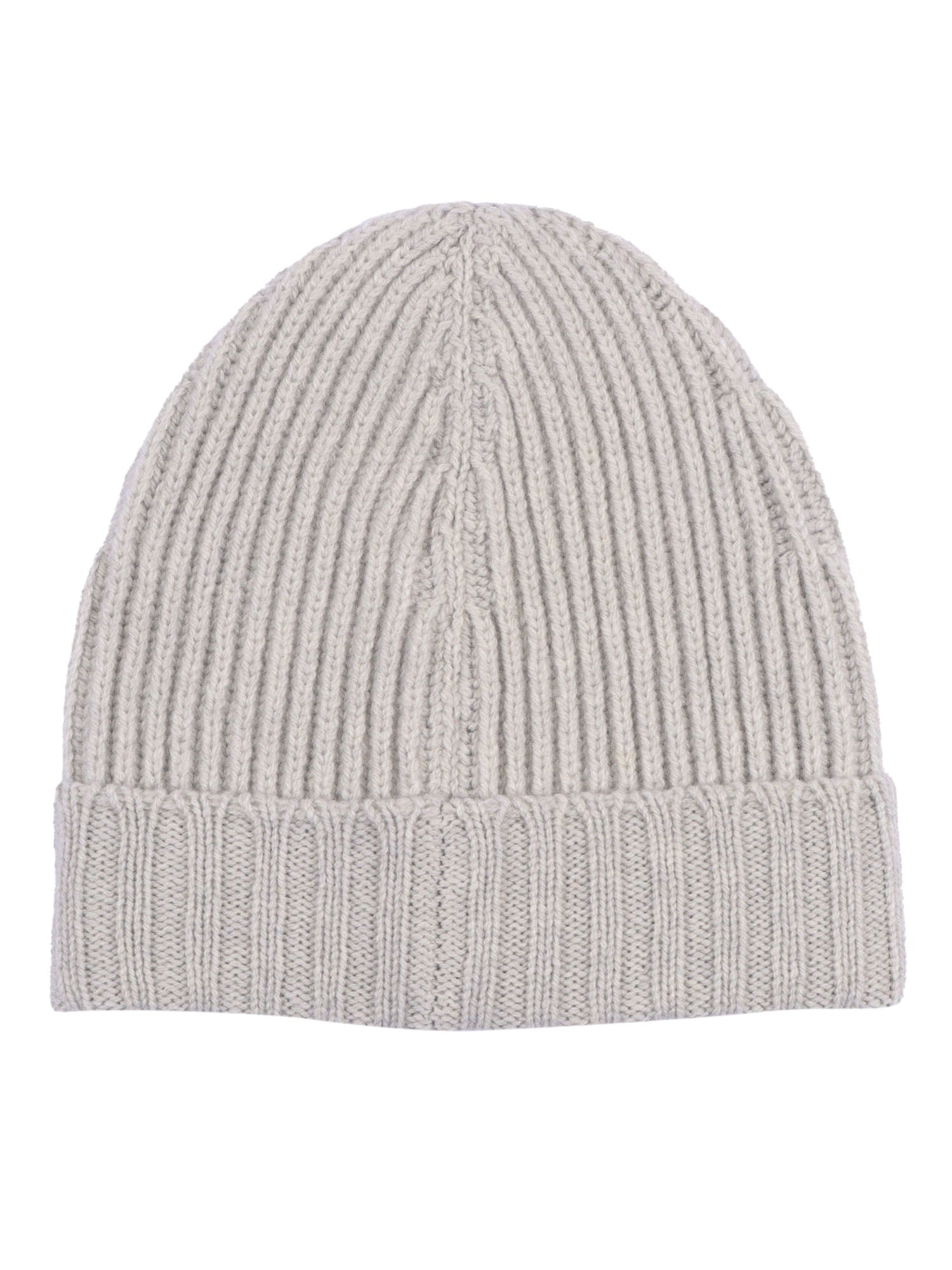 Ribbed Cap White Virgin Wool Hat