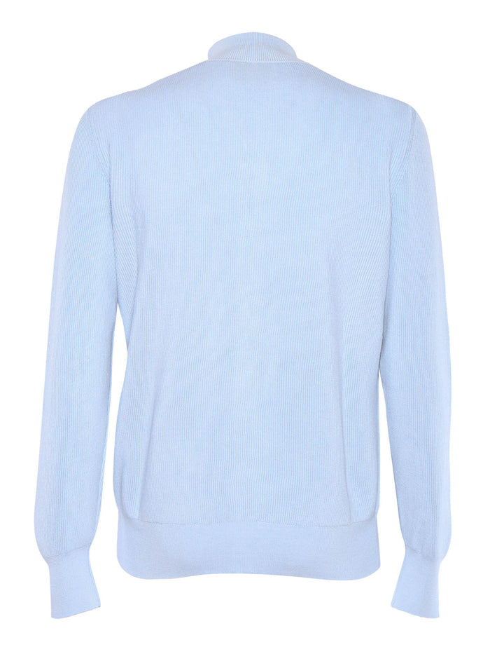 FULL ZIP PULLOVER Light Blue Cotton Crewneck