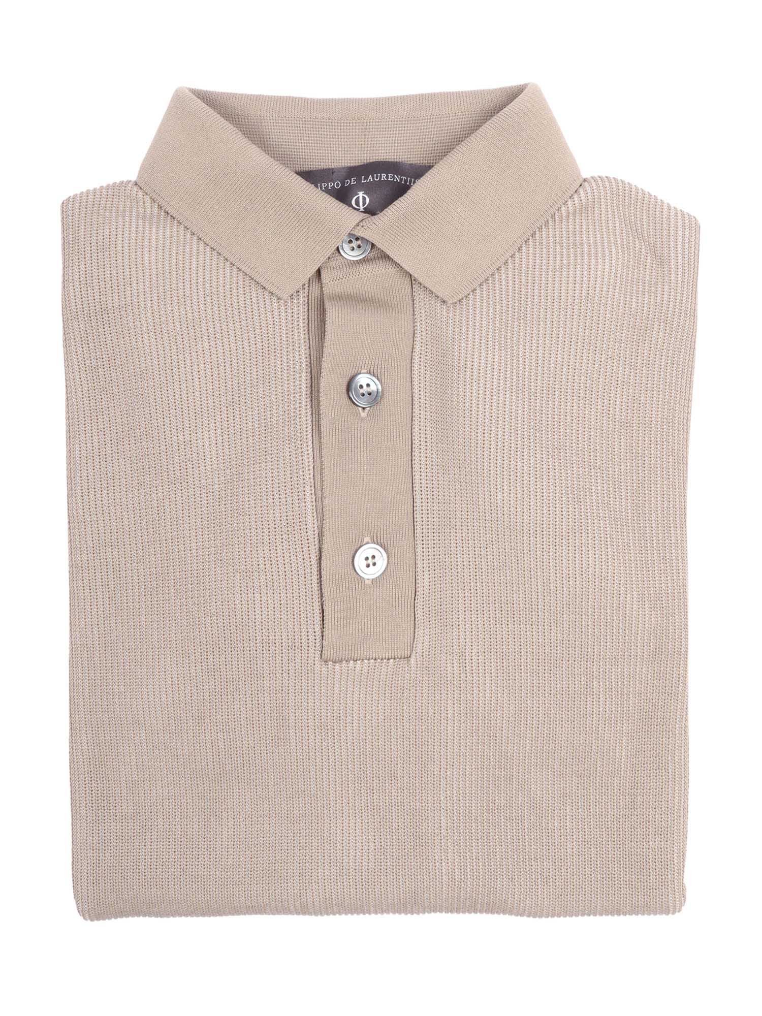 Short Sleeve Polo Beige Cotton Sleeves