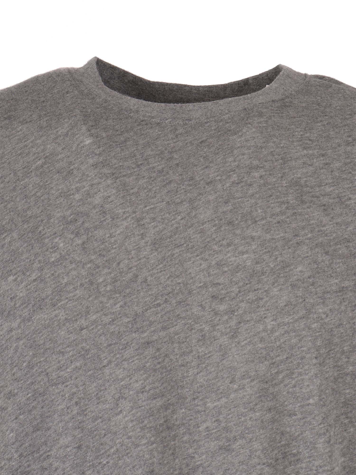 Short Sleeve Round Neck T-Shirt Grey Organic Cotton Cashmere Sleeves