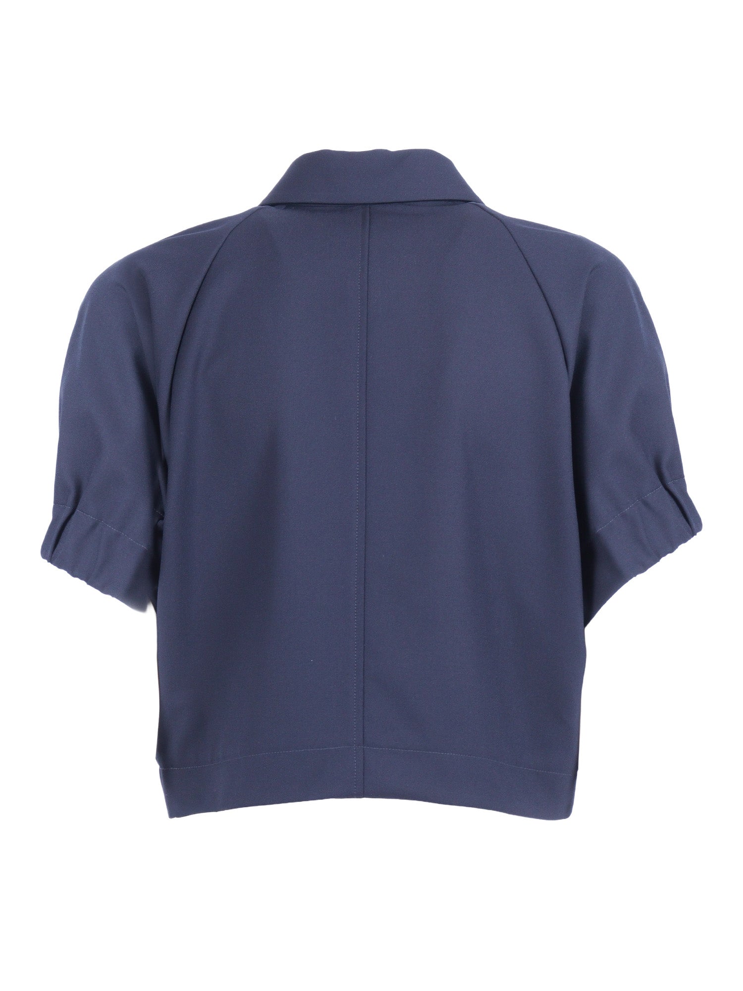 TECH WOOL SHORT SLEEVE BOMBER Blue Polyester Viscose Elastane Jacket