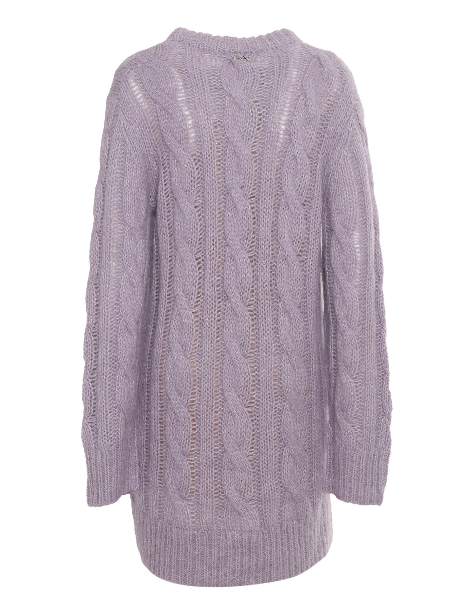 Cable Chunky Ls Dress Purple Alpaca Hair Nylon Midi