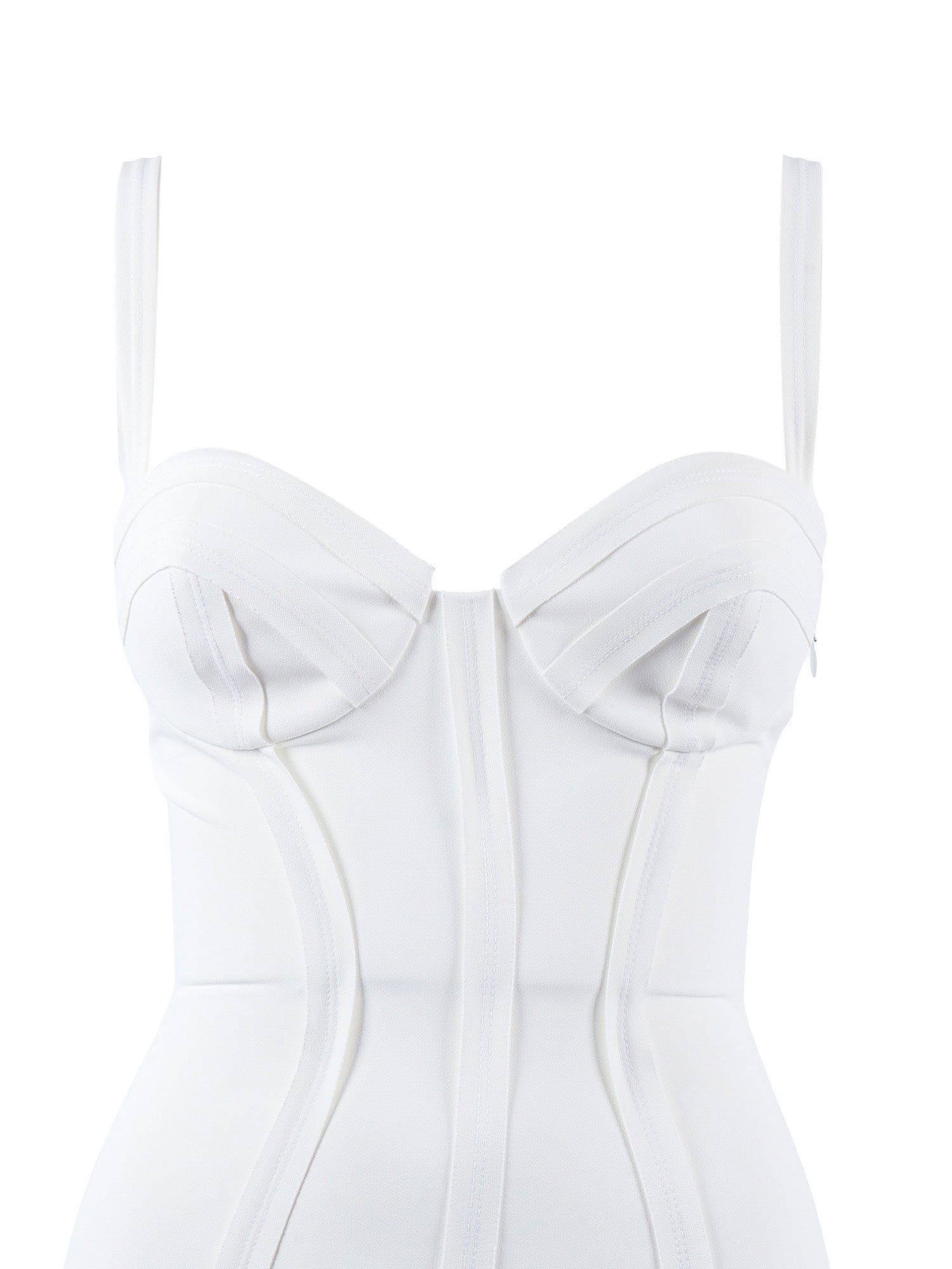WOMEN�S DRESS White Polyester Elastane Midi