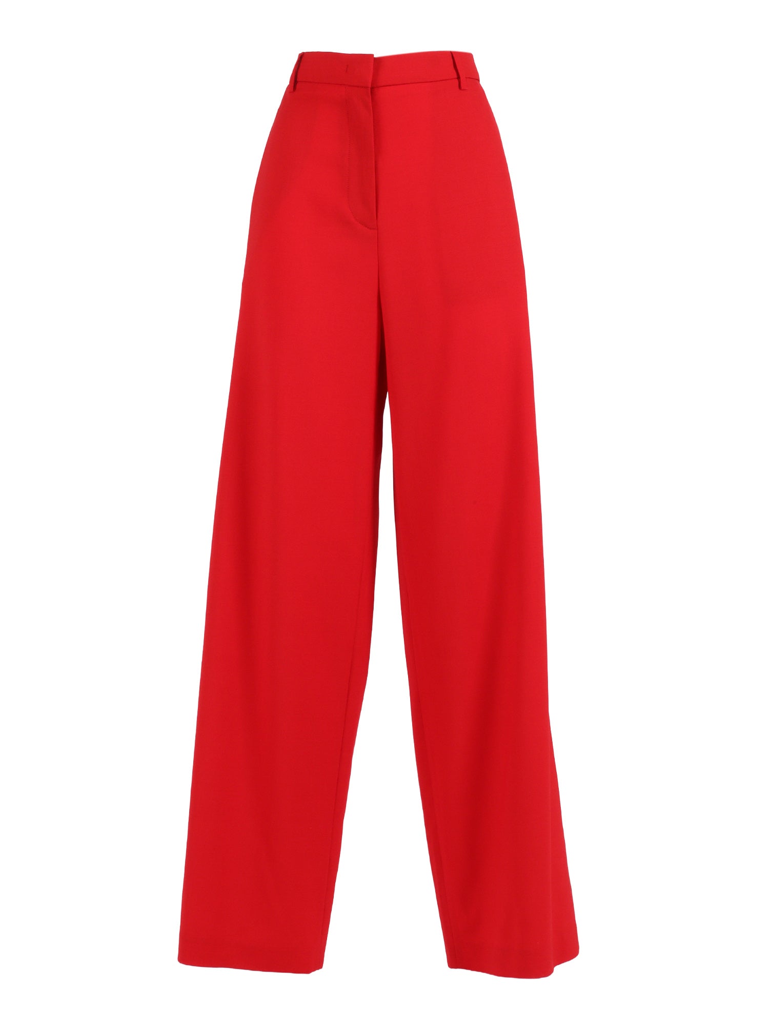 Bistretch Wool Wide Leg Trousers With Filo Diamante Detail Red