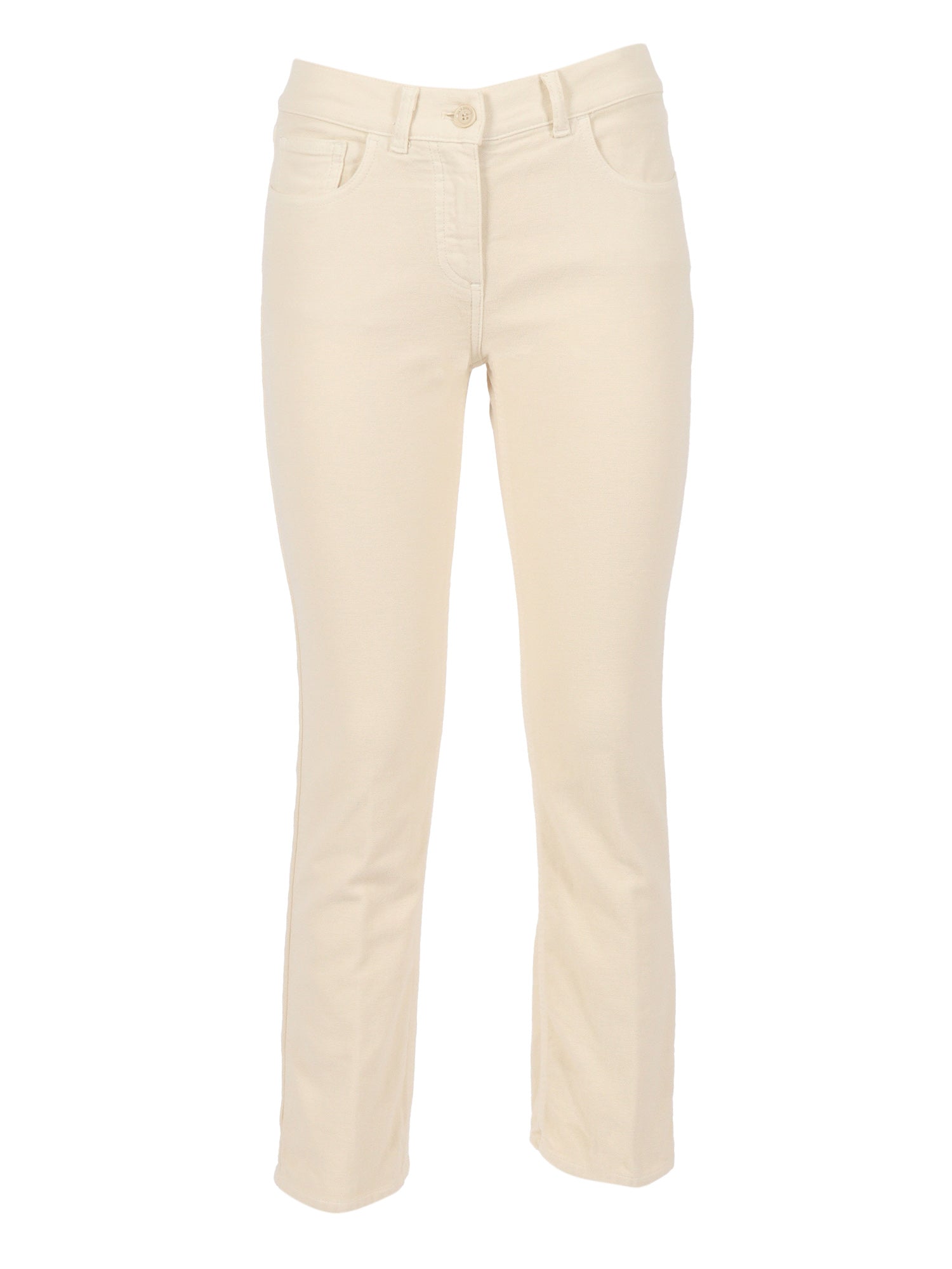 WOMAN PANTS Beige Cotton Elastane